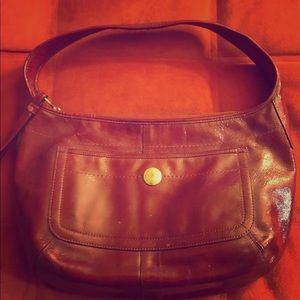 Coach red patent leather hobo